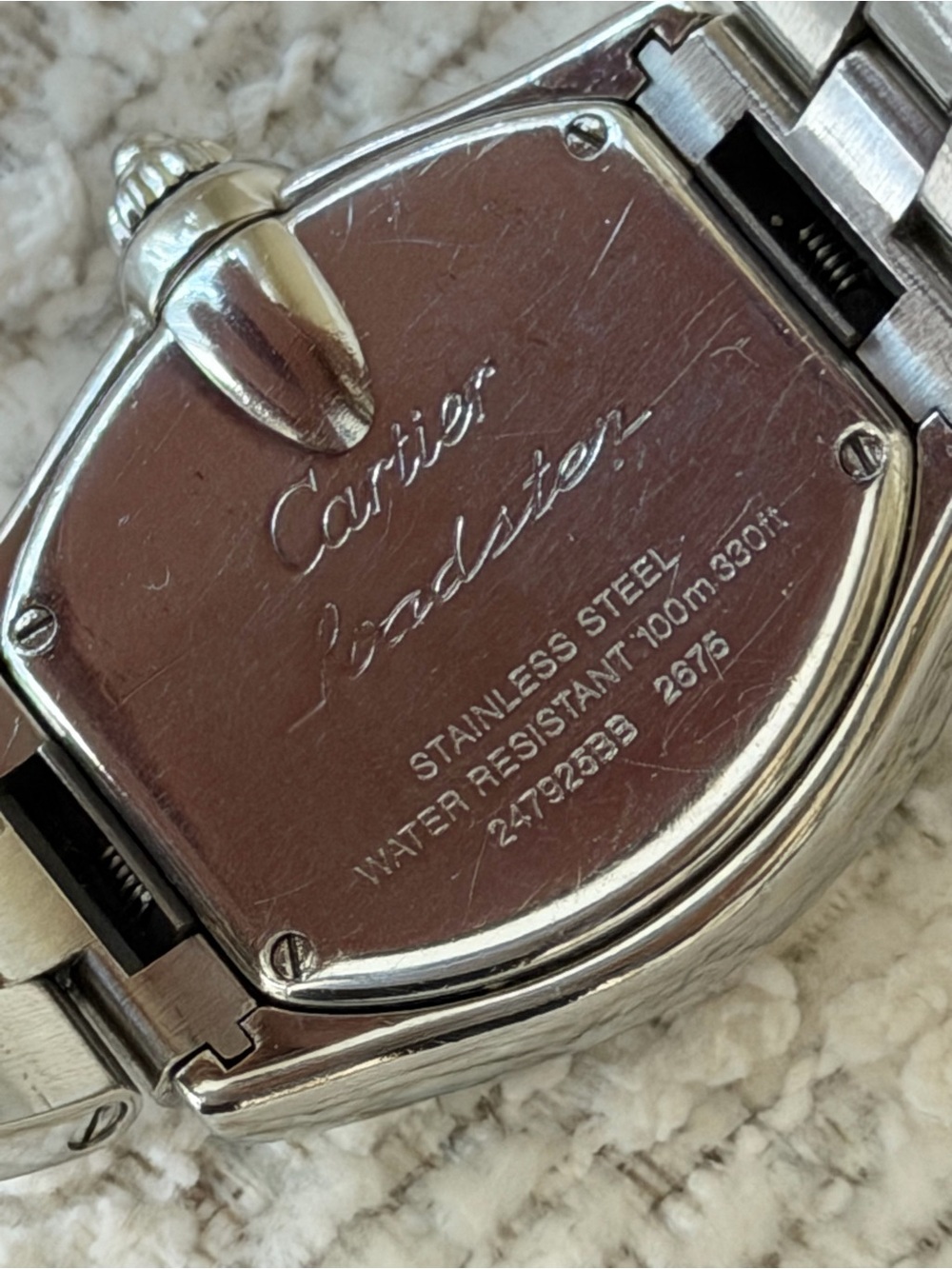 Cartier Roadster Small Model Stainless Steel Watch - Pink Dial (Ref. 2675) - Picture 4 of 4